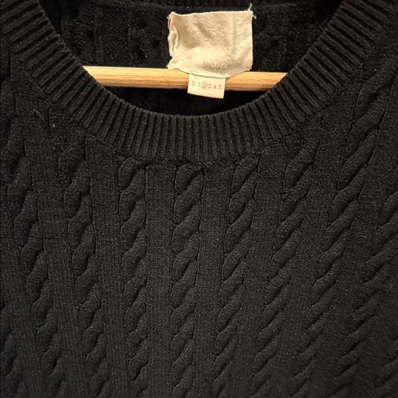 2 in 1 dress/ Black Cable Knit 3/4 sleeves Sweater with striped cotton skirts - Picture 2 of 6